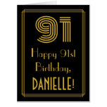 [ Thumbnail: 91st Birthday: Art Deco Inspired Look “91” + Name Card ]