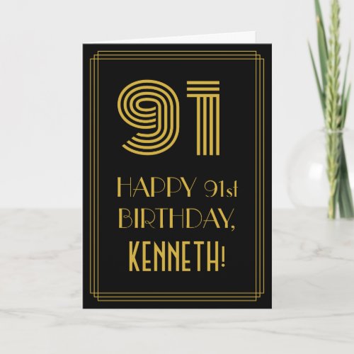 91st Birthday Art Deco Inspired Look 91  Name Card