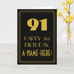91st Birthday ~ Art Deco Inspired Look "91" & Name Card