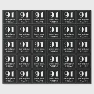 91st Birthday - Art Deco Inspired Look "91", Name Wrapping Paper