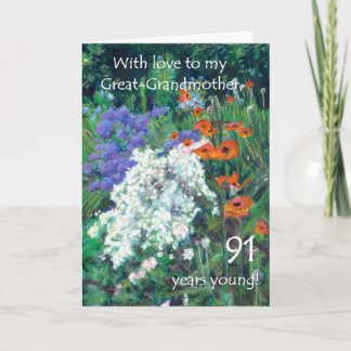 91st Birthday Card for Great-Grandmother - Garden