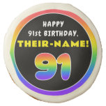 [ Thumbnail: 91st Birthday: Colorful Rainbow # 91, Custom Name ]
