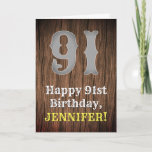 [ Thumbnail: 91st Birthday: Country Western Inspired Look, Name Card ]