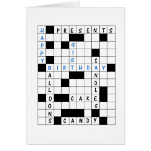 91st Birthday, Crossword Puzzle Cards
