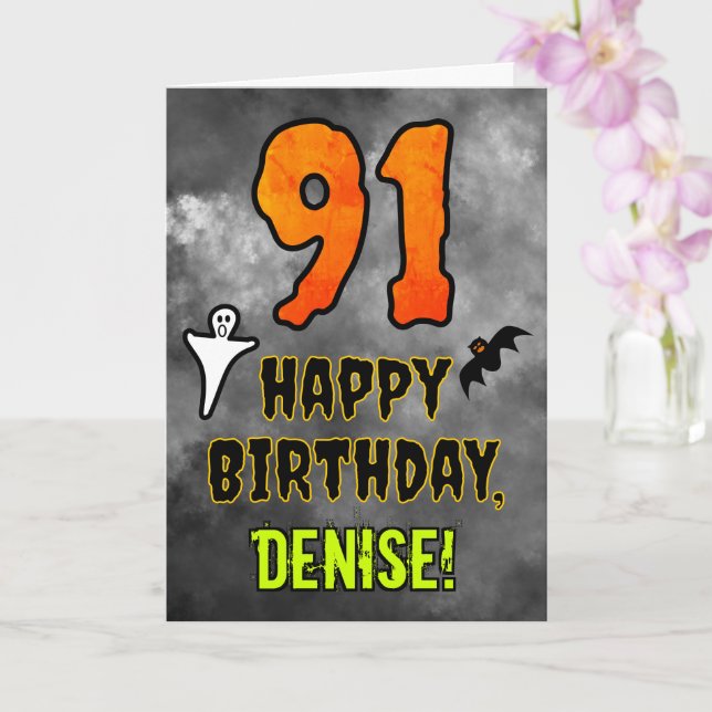 91st Birthday: Eerie Halloween Theme + Custom Name Card (Orchid)