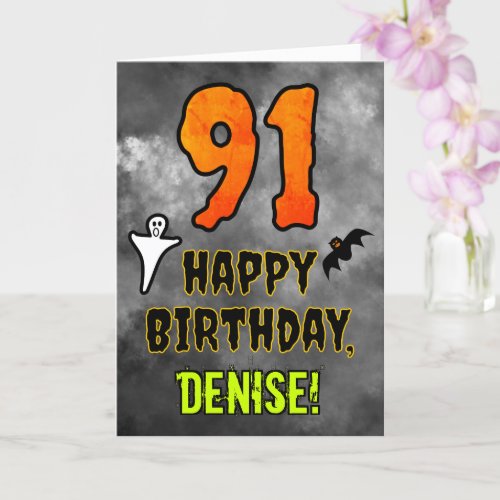 91st Birthday Eerie Halloween Theme  Custom Name Card