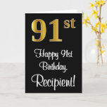 [ Thumbnail: 91st Birthday ~ Elegant Luxurious Faux Gold Look # Card ]