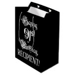 [ Thumbnail: 91st Birthday: Fancy, Elegant Script + Custom Name Gift Bag ]