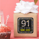 [ Thumbnail: 91st Birthday: Floral Flowers Number, Custom Name Sticker ]