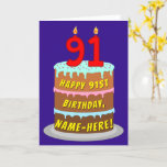 [ Thumbnail: 91st Birthday: Fun Cake and Candles + Custom Name Card ]