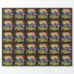 [ Thumbnail: 91st Birthday: Fun Fireworks, Rainbow Look # “91” Wrapping Paper ]