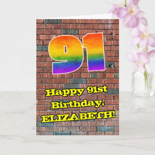 91st Birthday: Fun Graffiti-Inspired Rainbow 91 Card