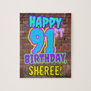 91st Birthday ~ Fun, Urban Graffiti Inspired Look Jigsaw Puzzle