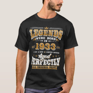 91st Birthday Gift Vintage 1933 91 Years Old T-Shirt