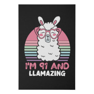 91st Birthday Llamazing Llama 91 Year Old Birthday Faux Canvas Print