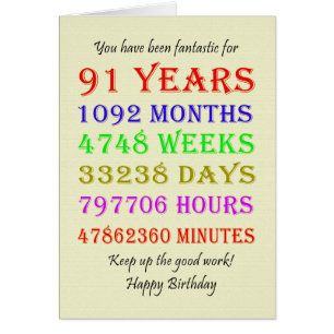 91st Birthday Milestones Cards