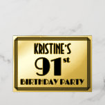 [ Thumbnail: 91st Birthday Party — Art Deco Look “91” + Name Invitation ]