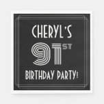 [ Thumbnail: 91st Birthday Party: Art Deco Style + Custom Name Napkins ]