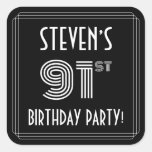[ Thumbnail: 91st Birthday Party: Art Deco Style & Custom Name Sticker ]