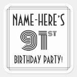 [ Thumbnail: 91st Birthday Party: Art Deco Style + Custom Name Sticker ]