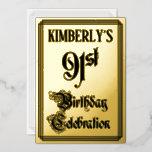 [ Thumbnail: 91st Birthday Party — Elegant Script + Custom Name Invitation ]