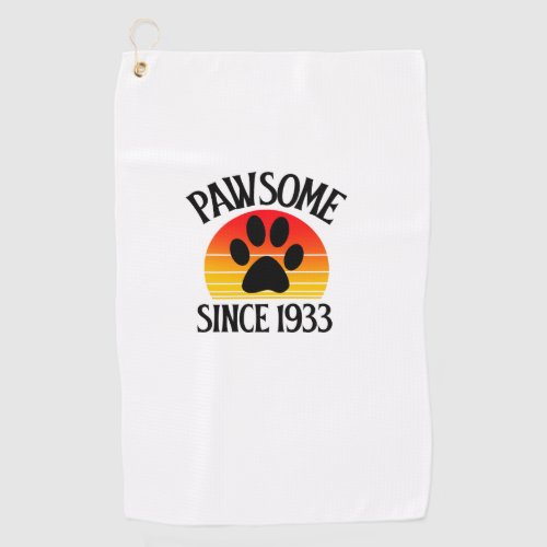 91st Birthday Pawsome Since 1933 91 Year Old Cat L Golf Towel