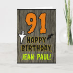 [ Thumbnail: 91st Birthday: Spooky Halloween Theme, Custom Name Card ]