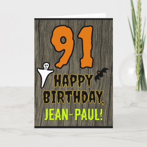 91st Birthday Spooky Halloween Theme Custom Name Card