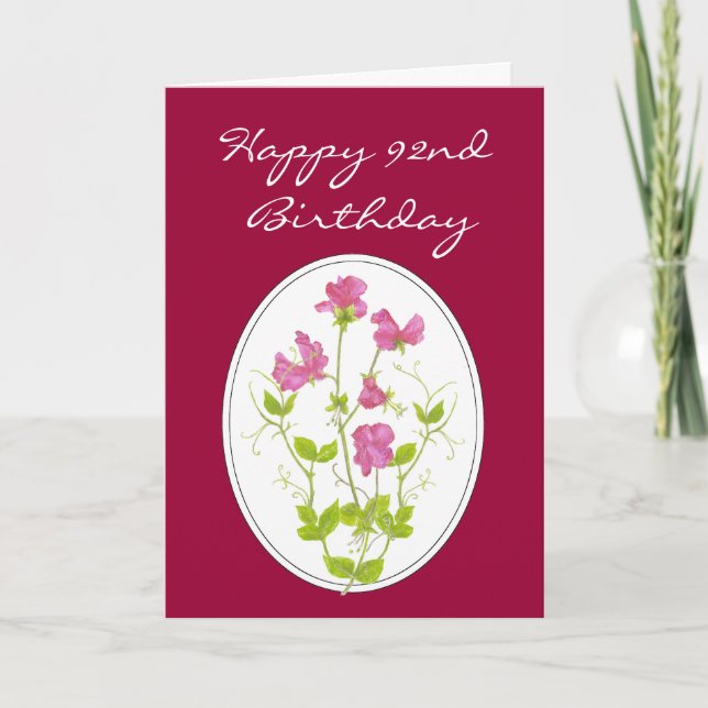 91st Birthday, Watercolor Sweet Pea with Scripture Card (Front)