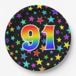 [ Thumbnail: 91st Event: Bold, Fun, Colorful Rainbow 91 Paper Plates ]