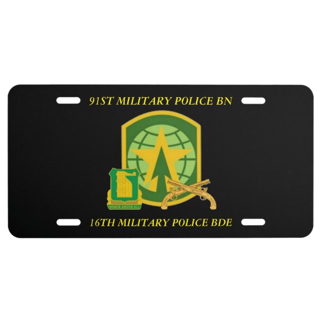 91ST MILITARY POLICE BATTALION LICENSE PLATE (Front)