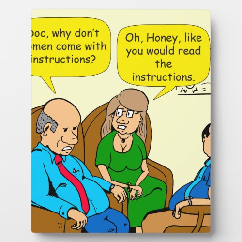 923 read the instructions couples cartoon plaque