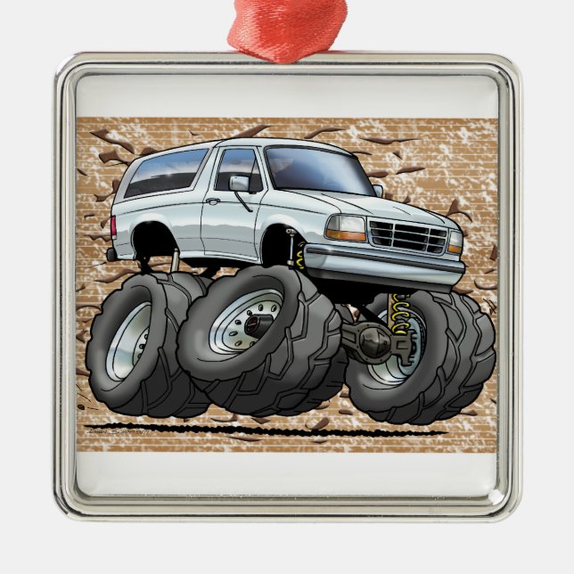 92-96 White Bronco Metal Ornament (Front)