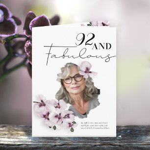 92 & Fabulous Orchid Photo Birthday Greeting Card