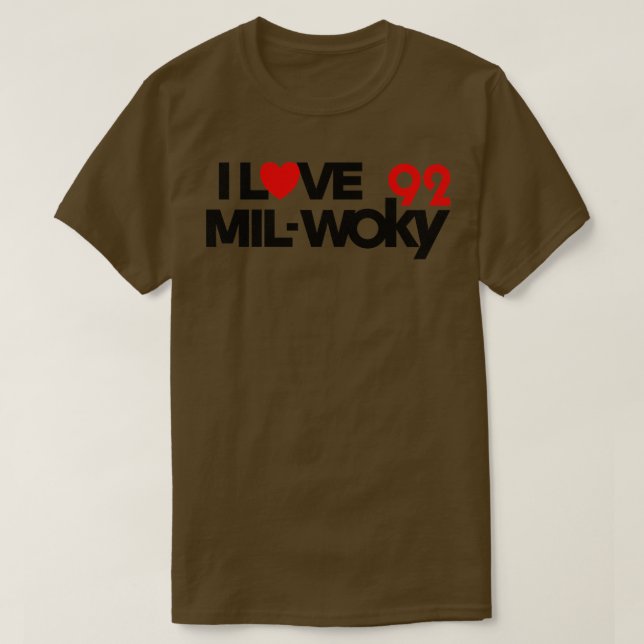 92 WOKY Love Milwaukee Defunct Radio Station T-Shirt (Design Front)
