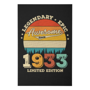 92 Year Old Bday 1933 Awesome 92d Birthday Gift Faux Canvas Print