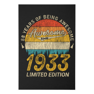 92 Year Old Bday 1933 Awesome 92nd Birthday Gift Faux Canvas Print
