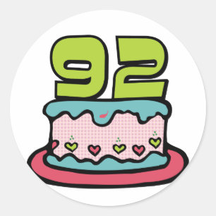 92 Year Old Birthday Cake Classic Round Sticker