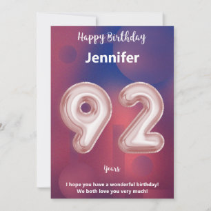 92 year old Happy Birthday card