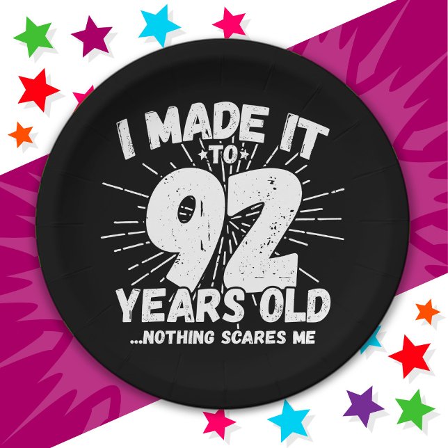 92 Year Old Sarcastic Meme Funny 92nd Birthday Paper Plates (Creator Uploaded)