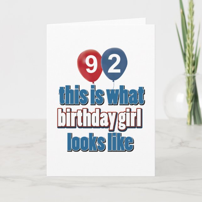 92 years birthday designs card (Front)