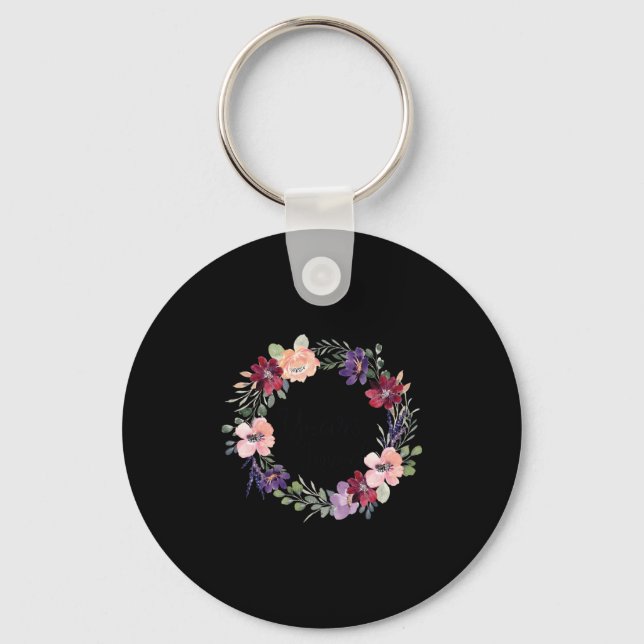 92 Years Loved Floral 92th Birthday Women 92 Years Keychain (Front)