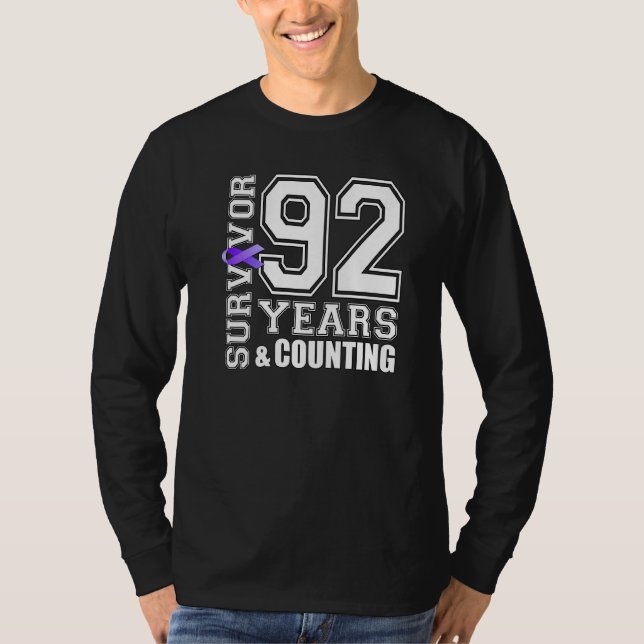 92 Years Survivor I Wear Purple Ribbon Lupus Aware T-Shirt (Front)