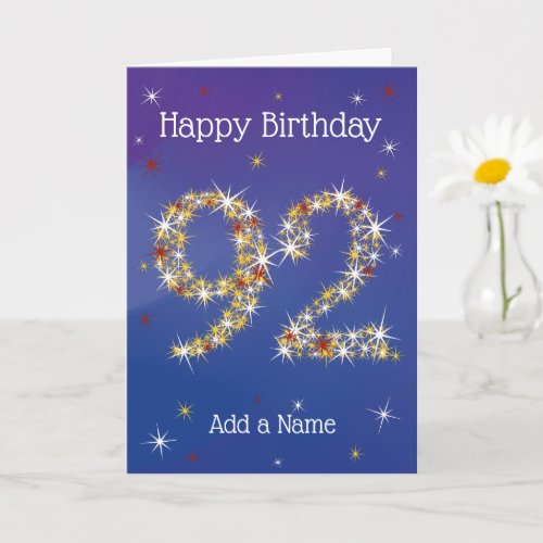 92nd Birthday - 92 in Stars - Blue - Age 92