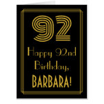 [ Thumbnail: 92nd Birthday: Art Deco Inspired Look “92” + Name Card ]