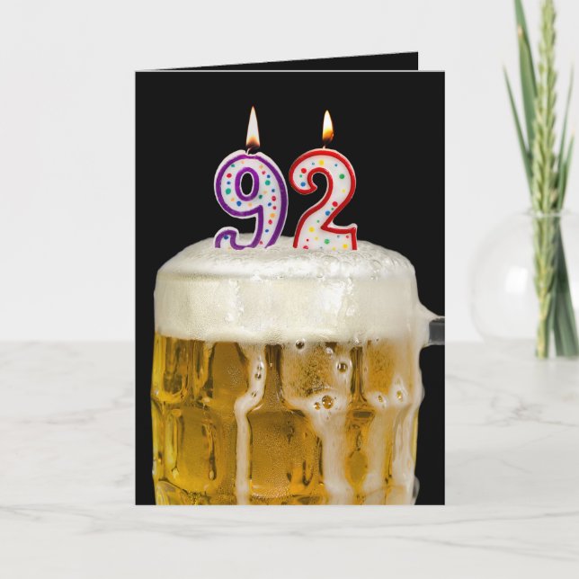 92nd Birthday Beer on black Card (Front)