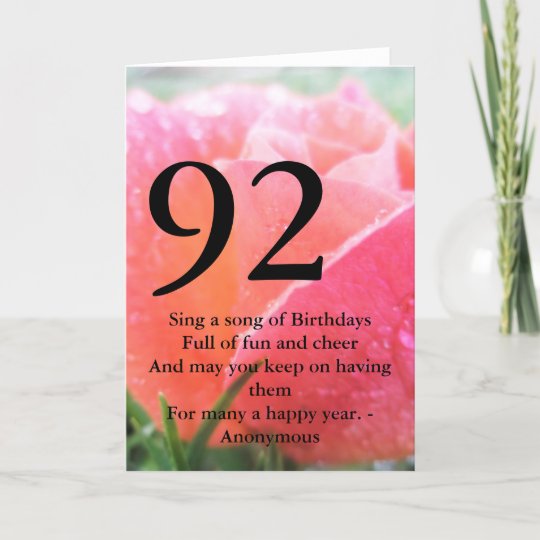 92nd Birthday Card | Zazzle.com