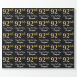 [ Thumbnail: 92nd Birthday: Elegant Luxurious Faux Gold Look # Wrapping Paper ]