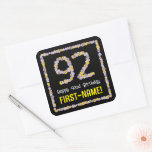 [ Thumbnail: 92nd Birthday: Floral Flowers Number, Custom Name Sticker ]