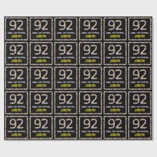 92nd Birthday: Floral Flowers Number, Custom Name Wrapping Paper